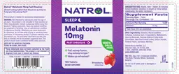 Label for Melatonin 10 mg Fast Dissolve Strawberry