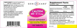 Label for Calcium 600 + D 10 mcg