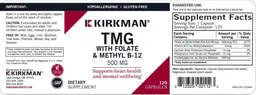 Label for TMG 500 mg with Folate & Methyl B-12
