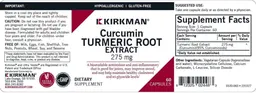 Label for Curcumin Turmeric Root Extract 275 mg