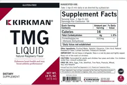 Label for TMG Liquid Natural Raspberry Flavor
