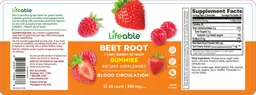 Label for Beet Root + Tart Cherry Extract Gummies 500 mg Berry Flavor
