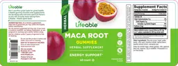 Label for Maca Root Gummies Passion Fruit Flavor