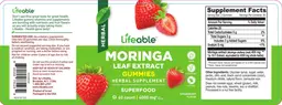 Label for Moringa Leaf Extract Gummies Strawberry Flavor