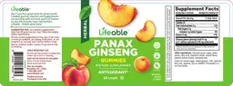Label for Panax Ginseng Gummies Natural Peach Flavor