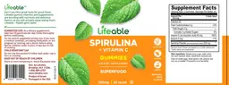 Label for Spirulina + Vitamin C 200 mg Natural Mint Flavor