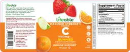 Label for Vitamin C 1050 mg Maximum Strength Fruit Flavors