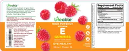 Label for Vitamin E 268 mg Gummies Natural Raspberry Flavor