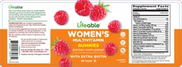 Label for Women's Multivitamin Gummies Raspberry Flavor