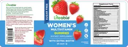 Label for Women's Multivitamin Sugar Free Gummies Strawberry Flavor