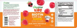 Label for Biotin 5,000 mcg Gummies Raspberry Flavor