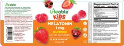 Label for Melatonin 1 mg Gummies Berry Flavor