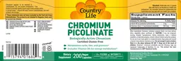 Label for Chromium Picolinate