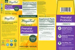 Label for Baby & Me 2 Prenatal Probiotic + Prebiotic