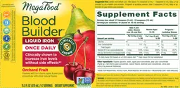 Label for Blood Builder Liquid Iron Once Daily Orchard Fruit