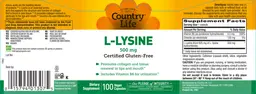Label for L-Lysine 500 mg