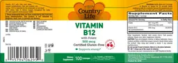 Label for Vitamin B12 with Folate 500 mcg Cherry Flavor