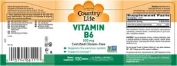Label for Vitamin B6 100 mg
