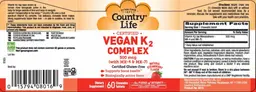 Label for Vegan K2 Complex 500 mcg Strawberry Flavor