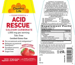 Label for Acid Rescue Berry Flavor