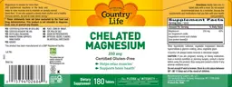 Label for Chelated Magnesium 250 mg