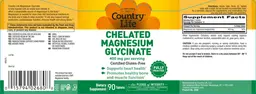 Label for Chelated Magnesium Glycinate 400 mg