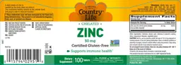 Label for Chelated Zinc 50 mg