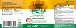 Label for Chewable L-Lysine 600 mg Tangy Orange Twist Chew
