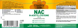 Label for NAC N-Acetyl Cysteine 750 mg