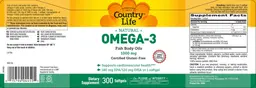 Label for Omega-3 Fish Body Oils 1000 mg