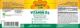 Label for Vitamin D3 10,000 IU (250 mcg)