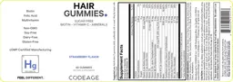 Label for Hair Gummies Sugar Free Strawberry Flavor