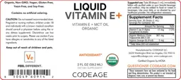 Label for Liquid Vitamin E+