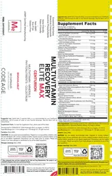 Label for Multivitamin Recovery Elite Max