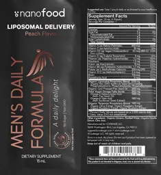Label for Men's Daily Formula Liposomal Delivery Peach Flavor
