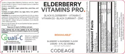 Label for Elderberry Vitamins Pro Blueberry & Raspberry Flavor