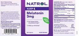 Label for Melatonin 3 mg