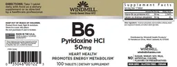 Label for B6 Pyridoxine HCl 50 mg