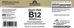 Label for Quick Melt B12 5000 mcg