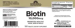 Label for Biotin 10,000 mcg
