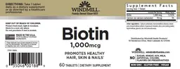 Label for Biotin 1,000 mcg