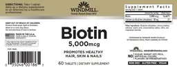 Label for Biotin 5,000 mcg