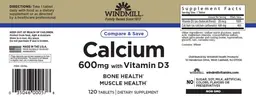 Label for Calcium 600 mg with Vitamin D3