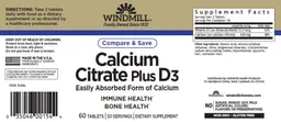 Label for Calcium Citrate Plus D3