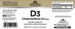 Label for D3 Cholecalciferol 25 mcg