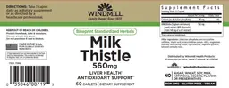 Label for Milk Thistle 560 mg