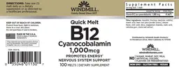 Label for Quick Melt B12 Cyanocobalamin 1,000 mcg