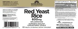 Label for Red Yeast Rice 600 mg