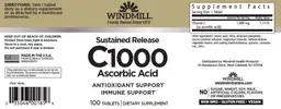 Label for Sustained Release C1000 Ascorbic Acid