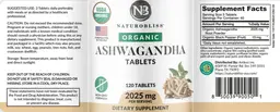 Label for Organic Ashwagandha Tablets 2025 mg